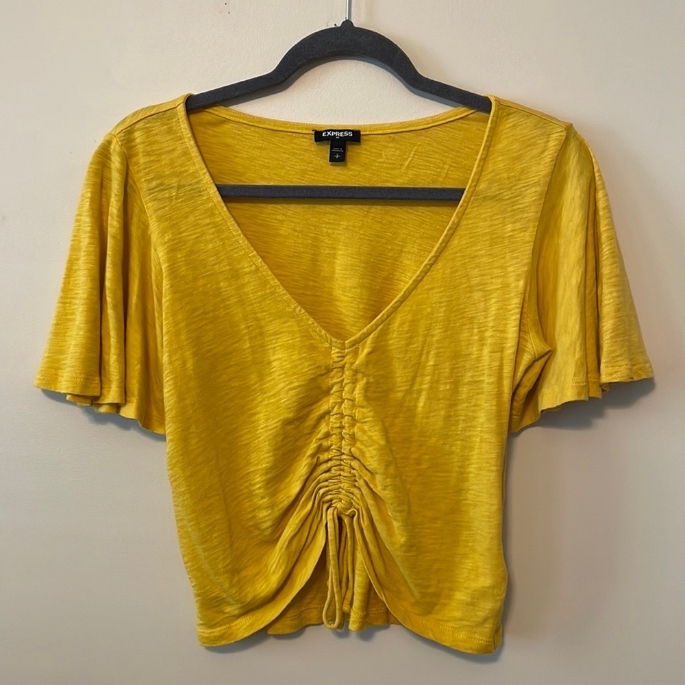 Never Worn Yellow Scrunch Crop Top